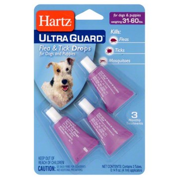 Hartz Ultra Guard Flea & Tick Drops for Dogs & Puppies 31-60 lb, 3 ct