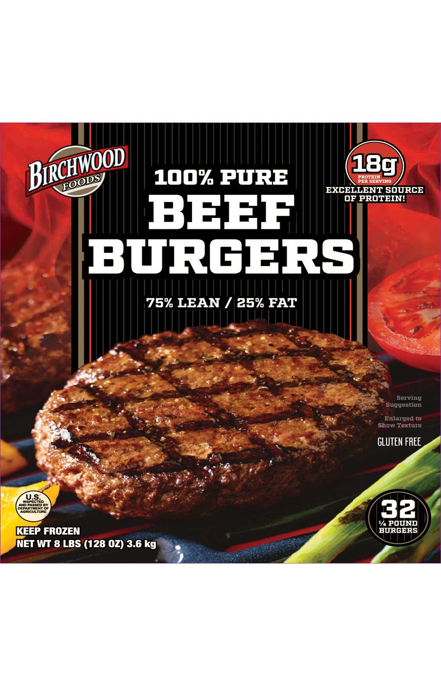 Birchwood Frozen 100% Ground Beef Patties; image 1 of 2