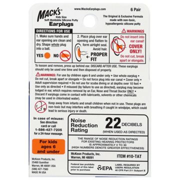 Mack's Kidz Size Pillow Soft Earplugs, 6 ct