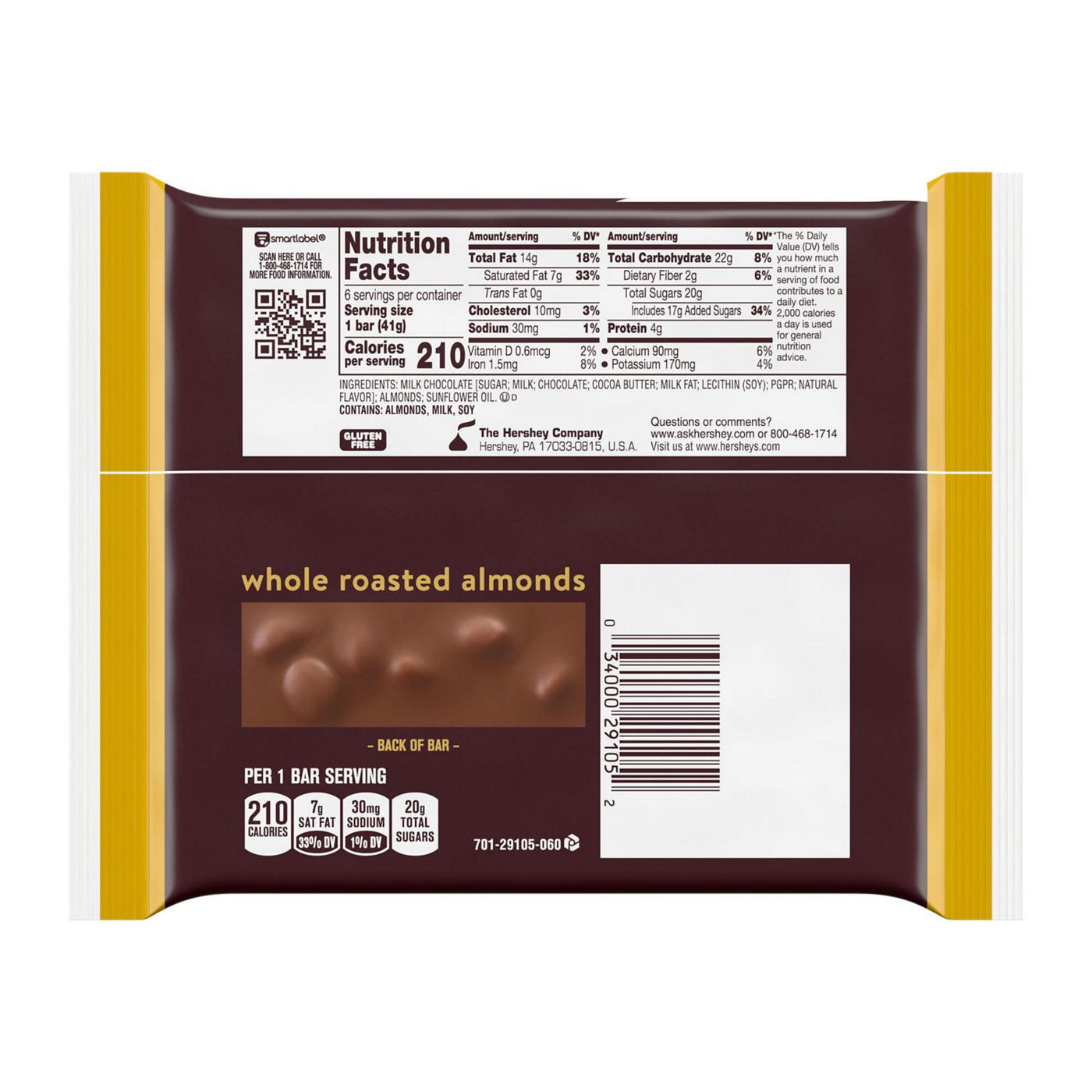 Hershey's Milk Chocolate With Whole Almonds Candy; image 4 of 7