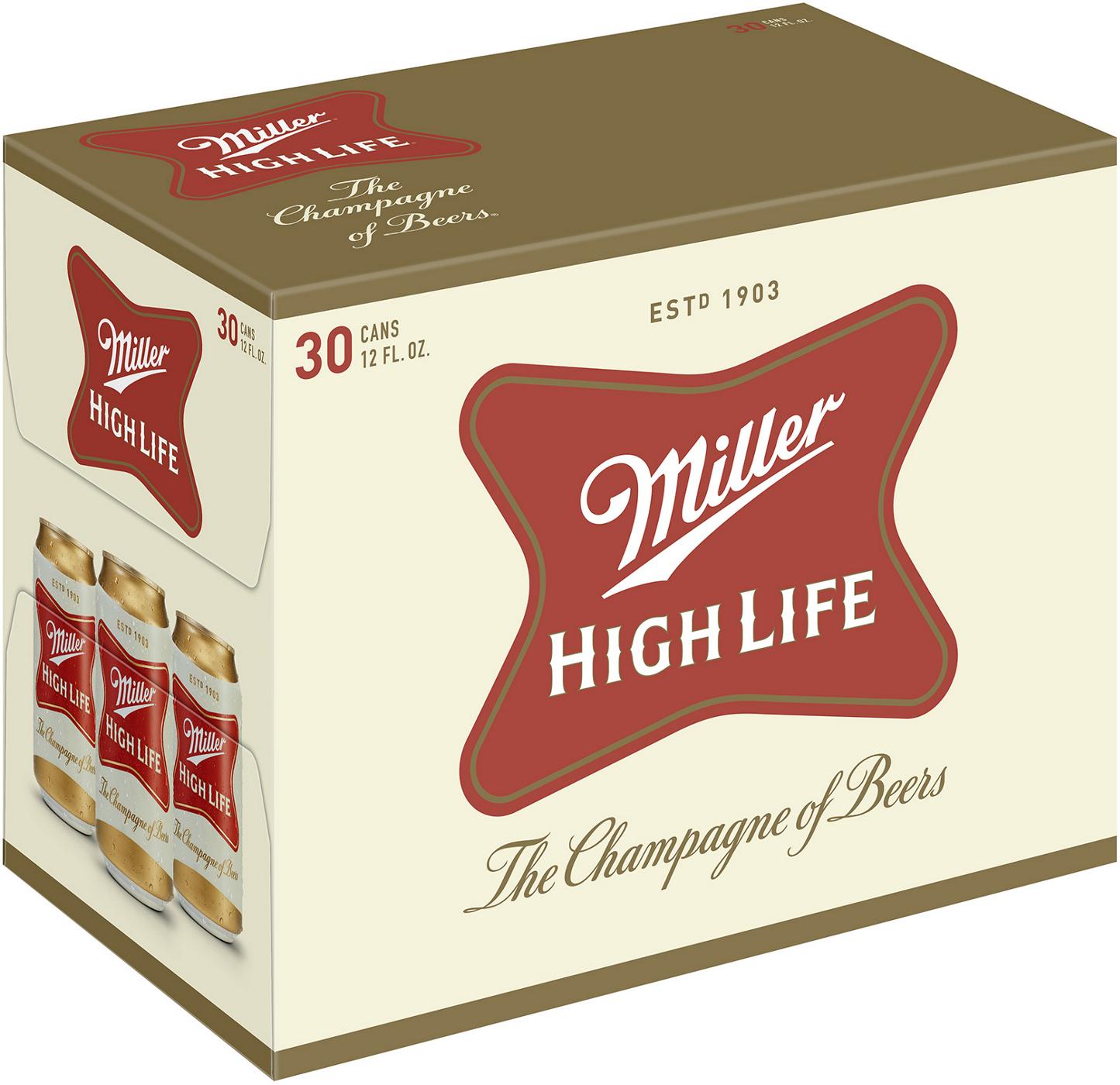 Miller High Life Beer 30 pk Cans; image 2 of 2