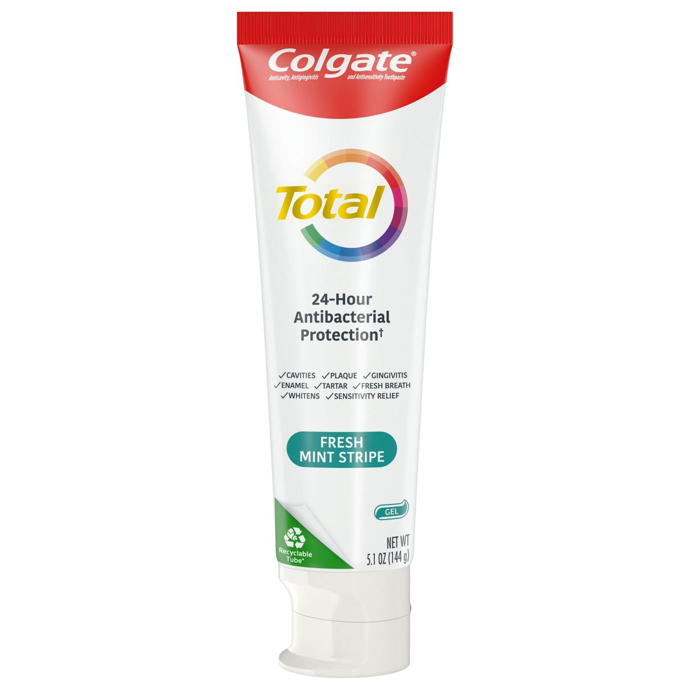 Colgate Total Fresh Mint Stripe Toothpaste, Mint Gel Toothpaste, 5.1