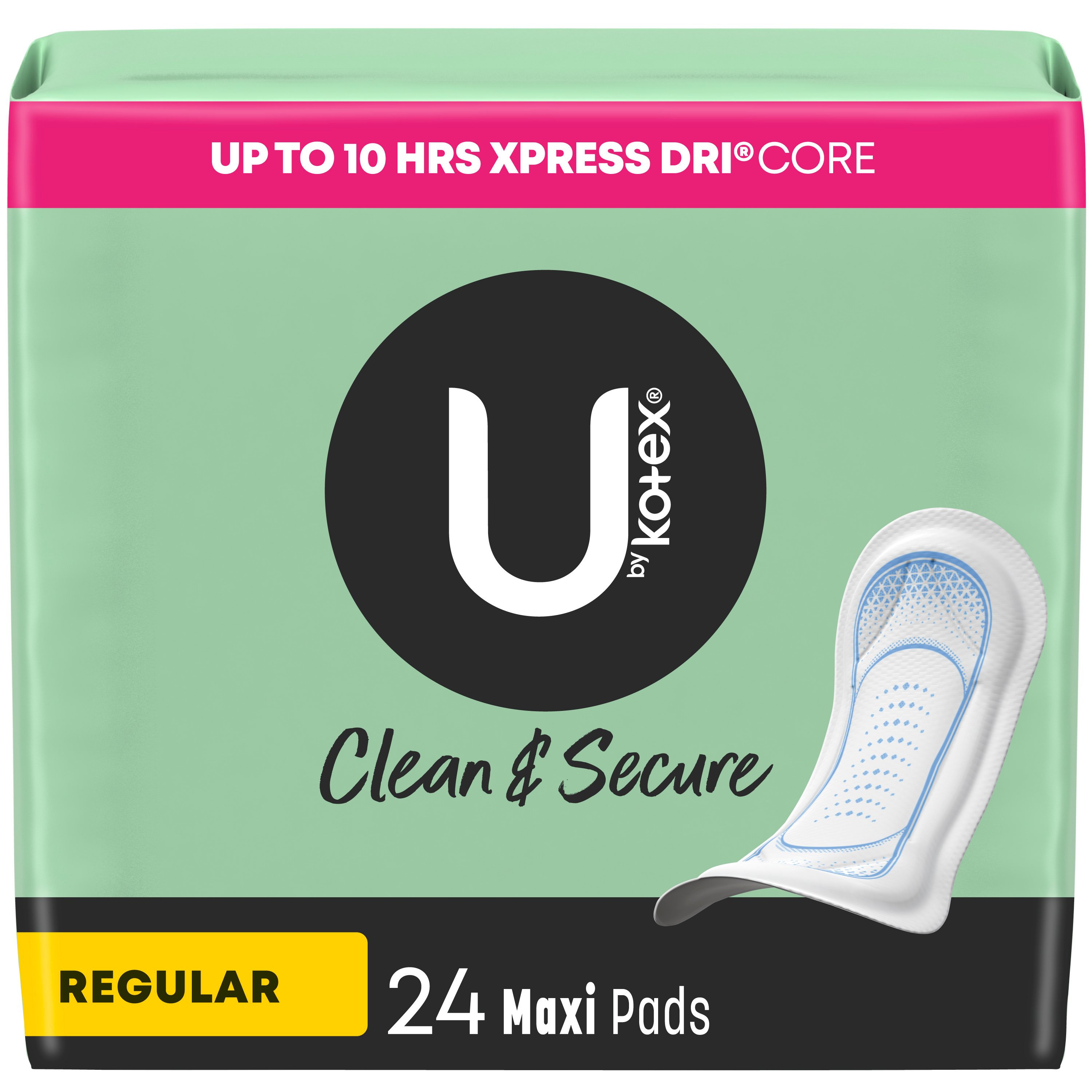 U by Kotex Clean & Secure Maxi Pads Regular Absorbency Shop Pads