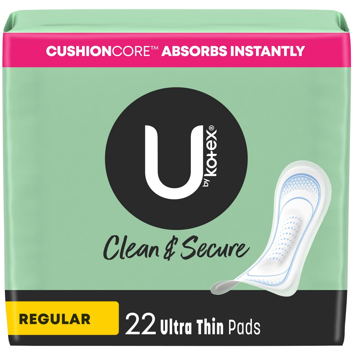 U by Kotex Clean & Secure Ultra Thin Pads - Regular; image 1 of 8