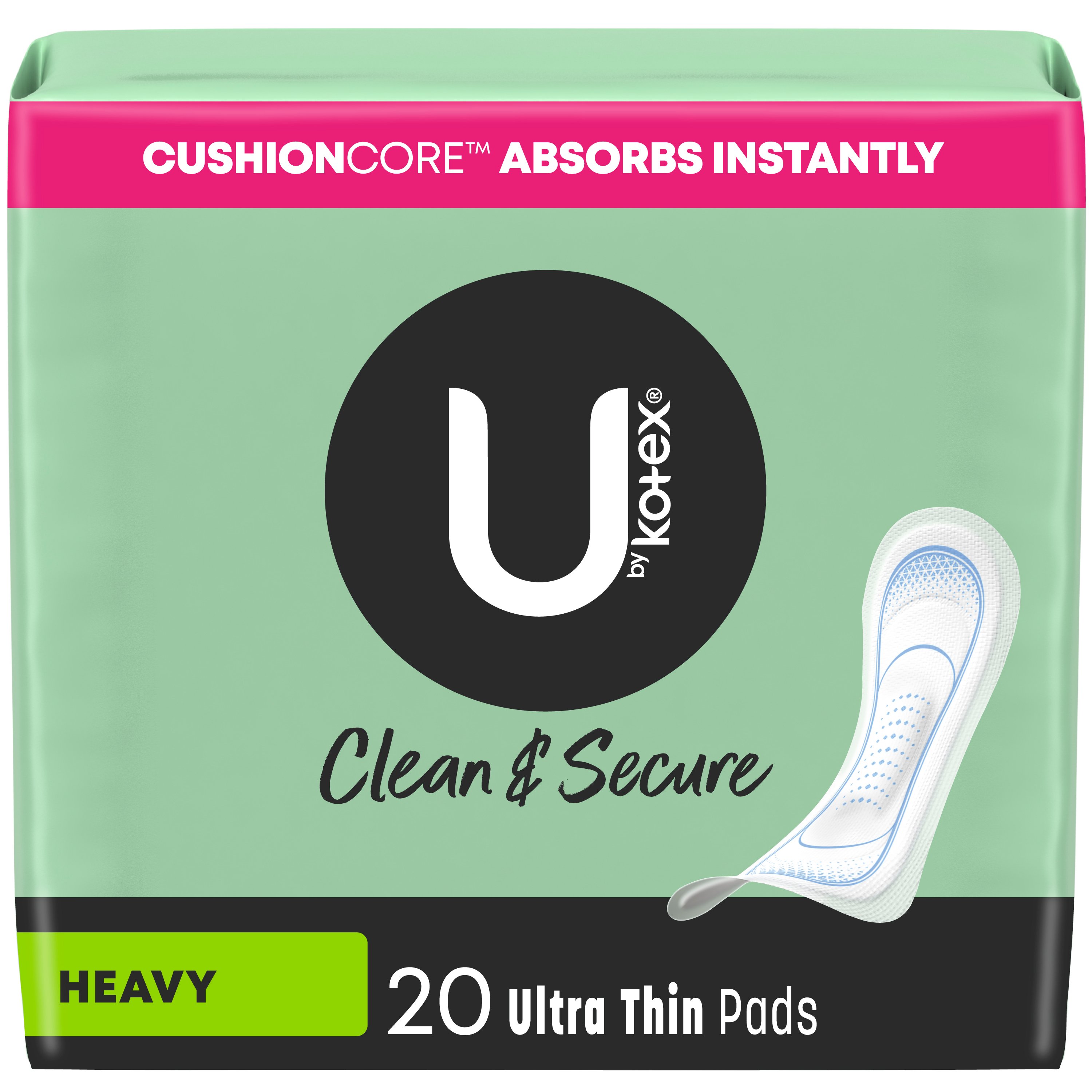 U by Kotex Clean & Secure Ultra Thin Pads Heavy Absorbency Shop Pads