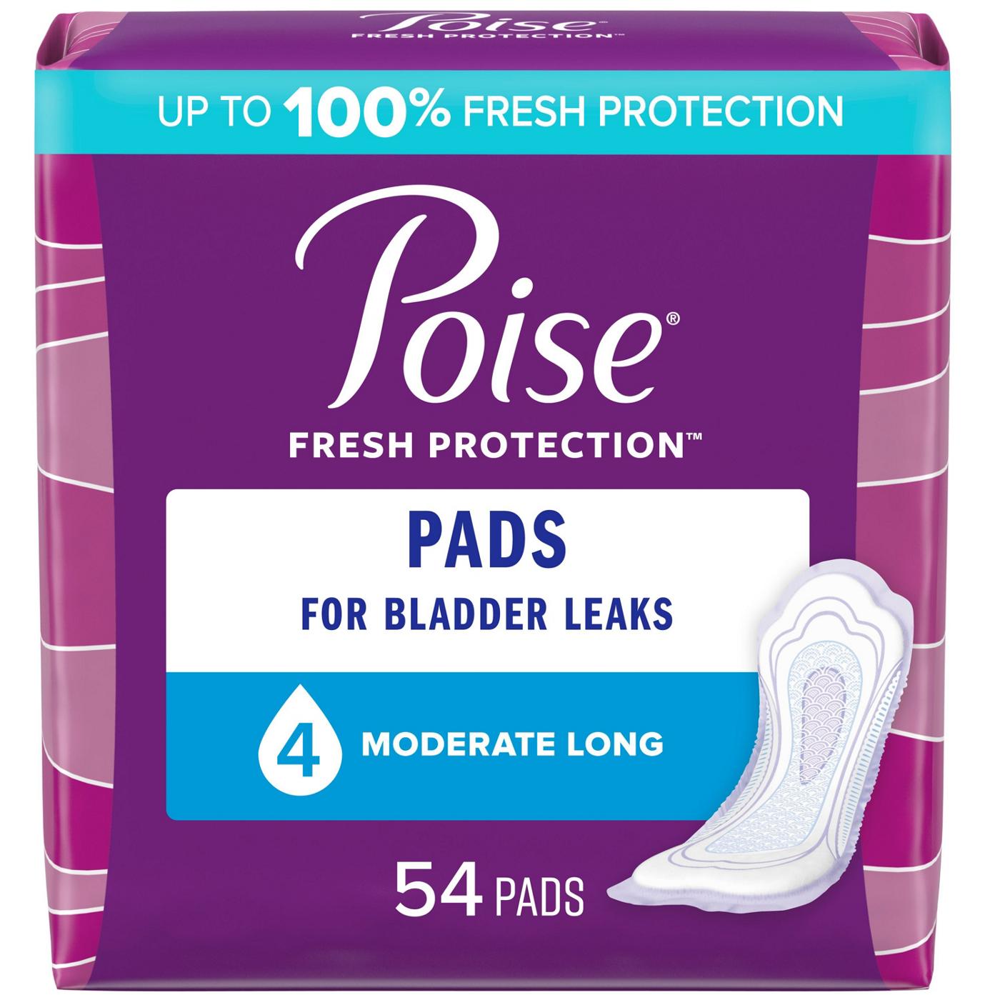 Poise Long Incontinence & Postpartum Pads - 4 Drop Moderate; image 1 of 6