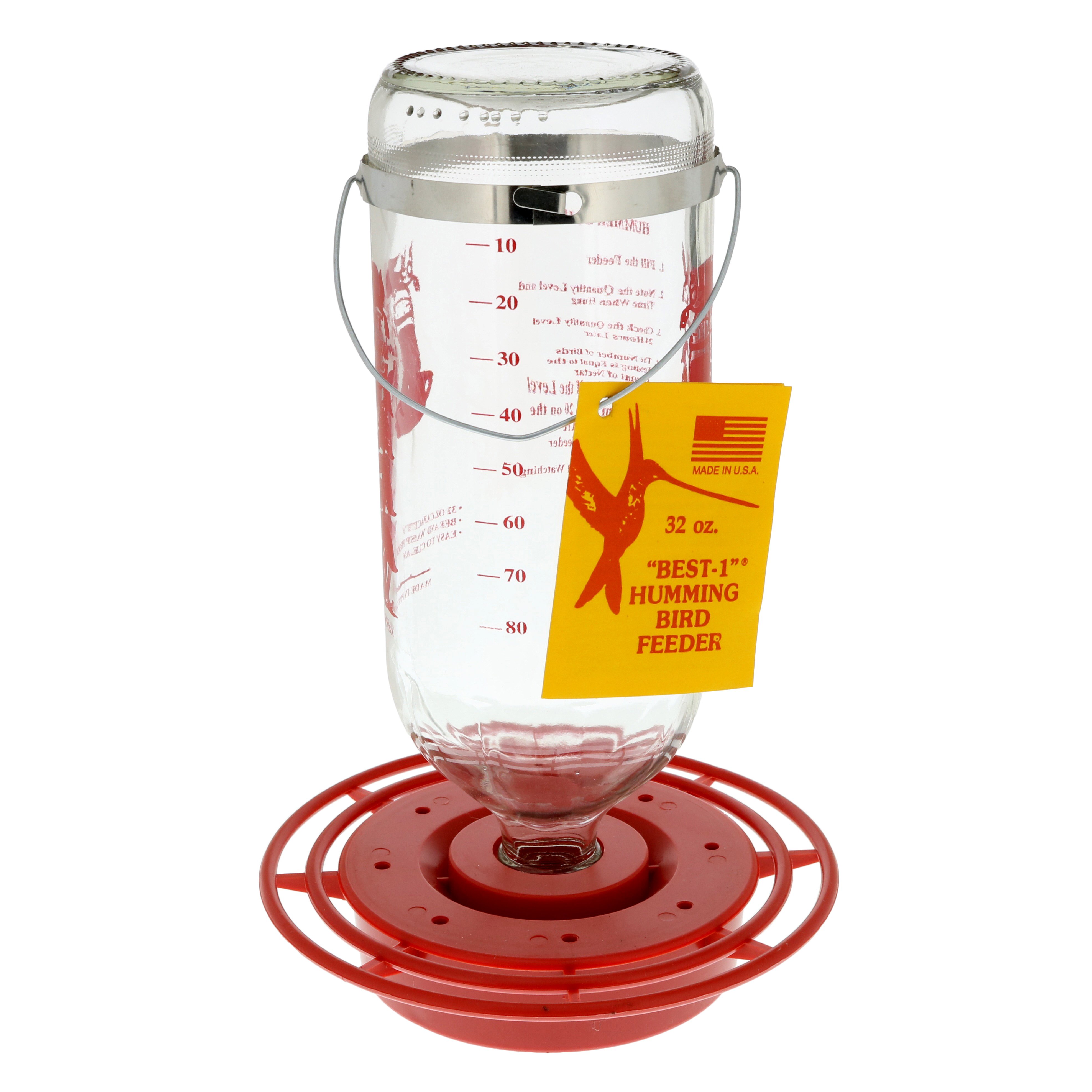 Glass Bottle & Plastic Base 32 oz. Original Best-1 HummingBird Feeder 