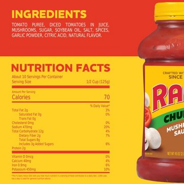 Ragu Chunky Super Chunky Mushroom Pasta Sauce, 45 oz