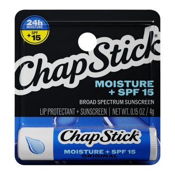 ChapStick Moisture + SPF 15 Lip Protectant with Broad Spectrum Sunscreen, Relieves Dryness, 24 Hour Moisture, Hydrating Lip Balm, 0.15 oz, 0.15 oz