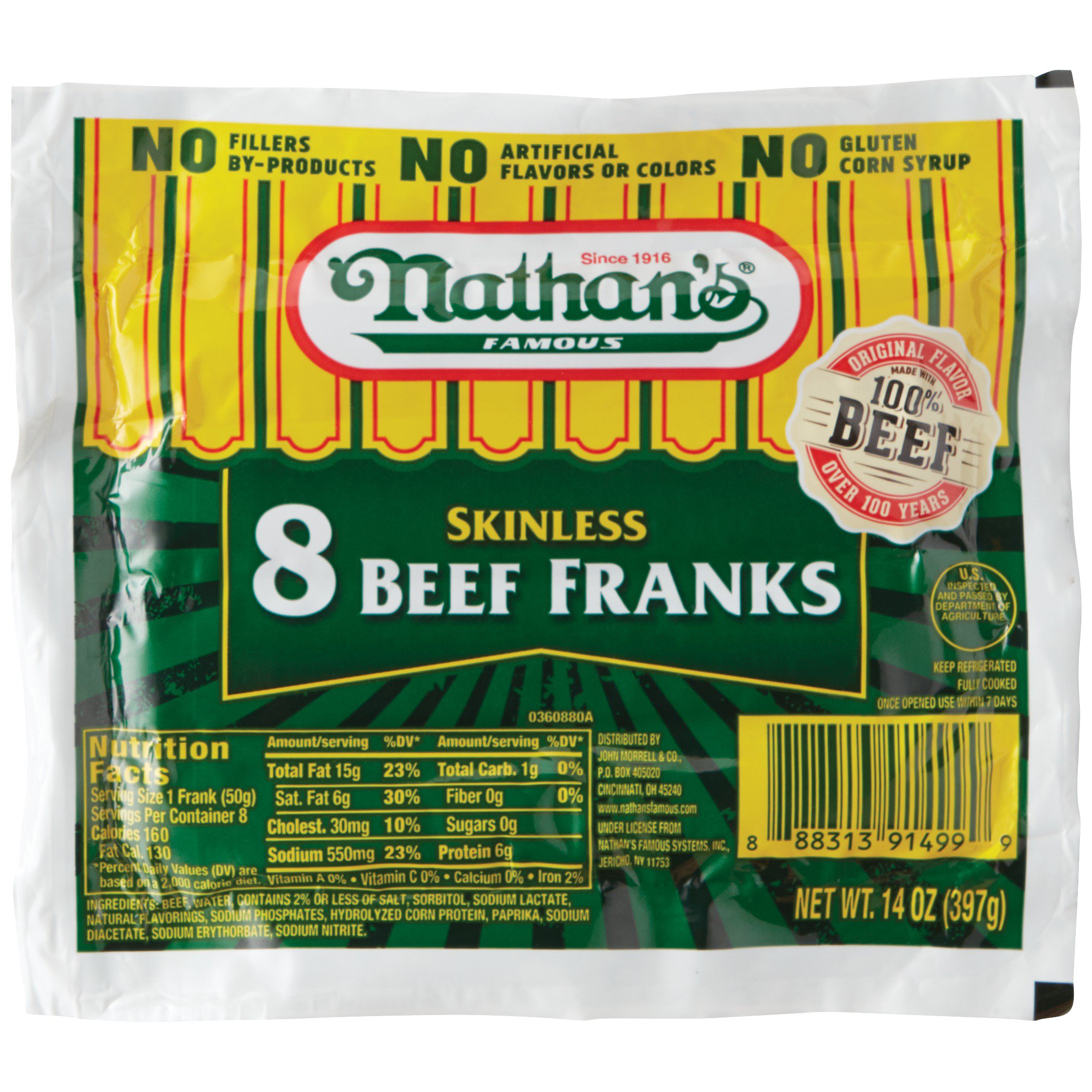 Nathan S Beef Franks Nutrition Facts 100g