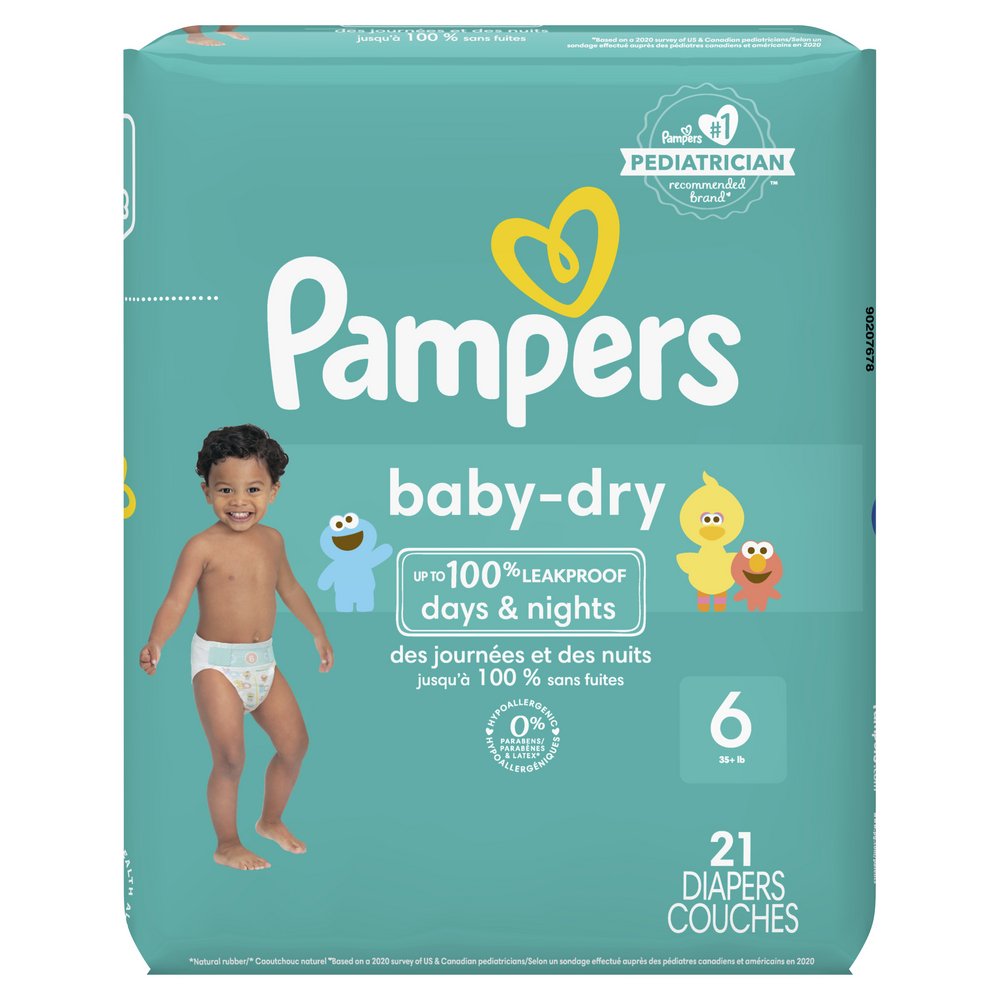 Pampers Baby Dry Taille 1, 21 couches, jusqu'à 12 heures de