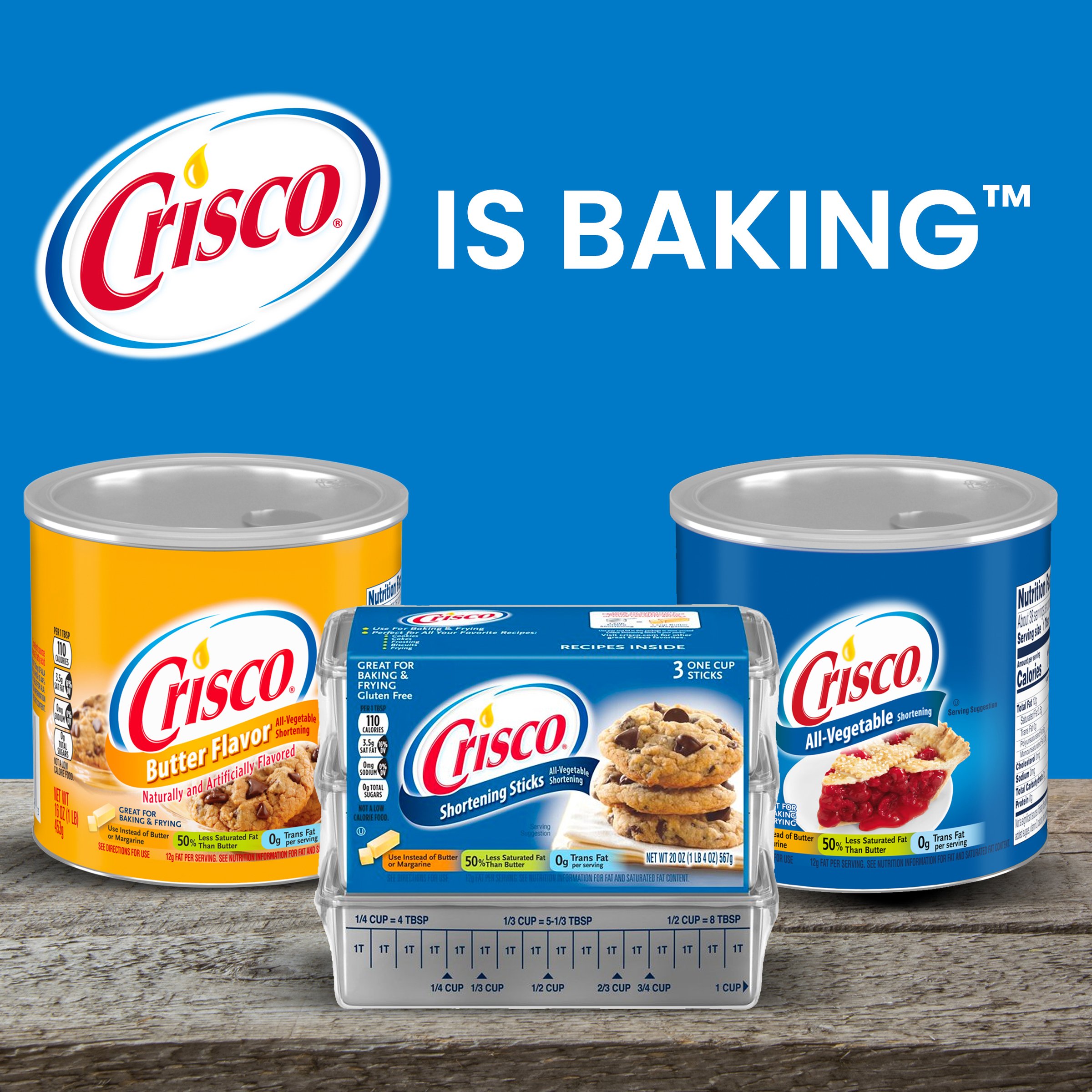 Crisco Baking Stick Original All-Vegetable Shortening - Shop Butter &  Margarine at H-E-B