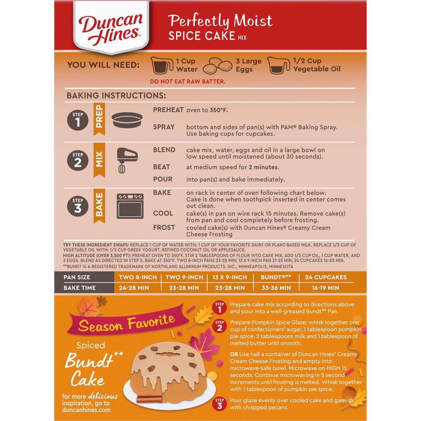 Duncan Hines Signature Orange Supreme Moist Cake Mix 16.5 oz. Box