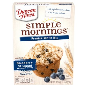 Duncan Hines Simple Mornings Blueberry Streusel Premium Muffin Mix, 20.5 oz