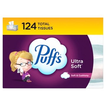 Puffs Ultra Soft Facial Tissues, 124 ct