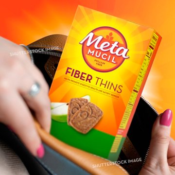 Metamucil Fiber Thins, Plant-Based Psyllium Husk Fiber Snack for Digestive Health, Apple Crisp