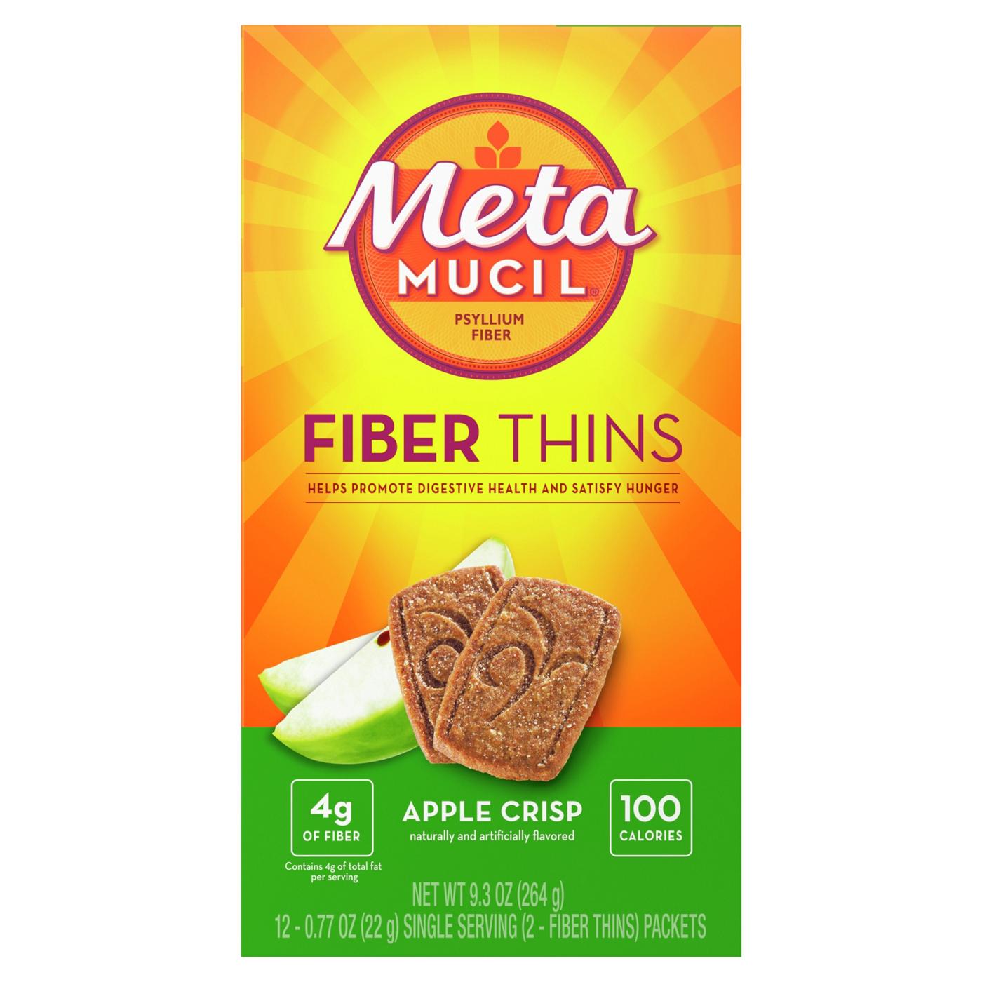 Metamucil Fiber Thins, Plant-Based Psyllium Husk Fiber Snack for Digestive Health, Apple Crisp; image 4 of 7