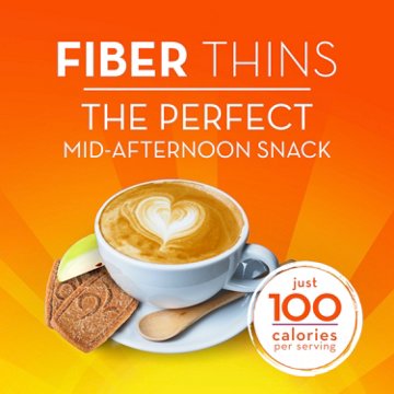 Metamucil Fiber Thins, Plant-Based Psyllium Husk Fiber Snack for Digestive Health, Apple Crisp