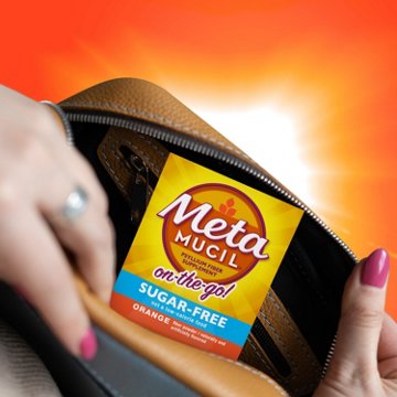 Metamucil On-the-Go Fiber Packets for Digestive Health & Regularity, Sugar-Free, 4-in-1 Psyllium Husk Fiber Supplement, Orange Flavor