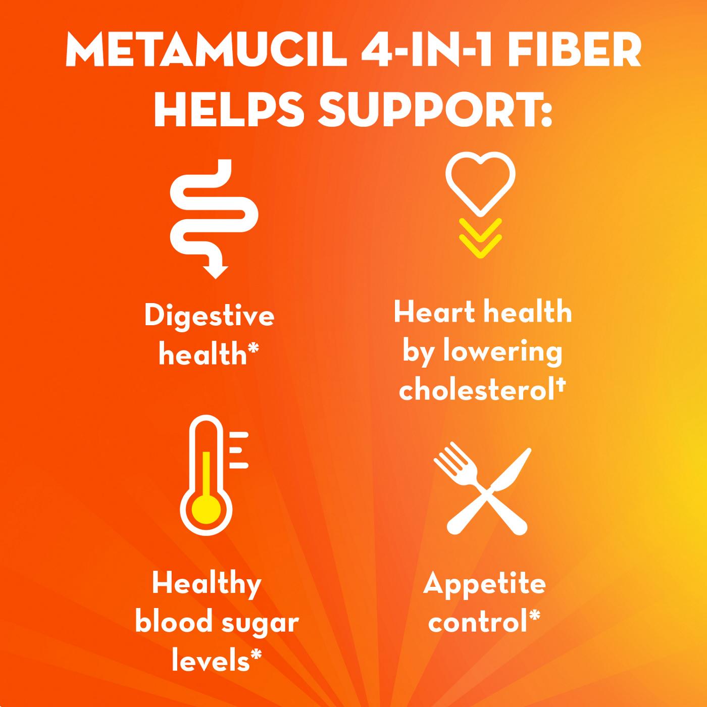 Metamucil On-the-Go Fiber Packets for Digestive Health & Regularity, Sugar-Free, 4-in-1 Psyllium Husk Fiber Supplement, Orange Flavor; image 9 of 9