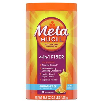 Metamucil 4-in-1 Psyllium Husk Fiber Supplement, Sugar-Free, Plant-Based, Daily Fiber Powder for Digestive Health, Orange Flavor