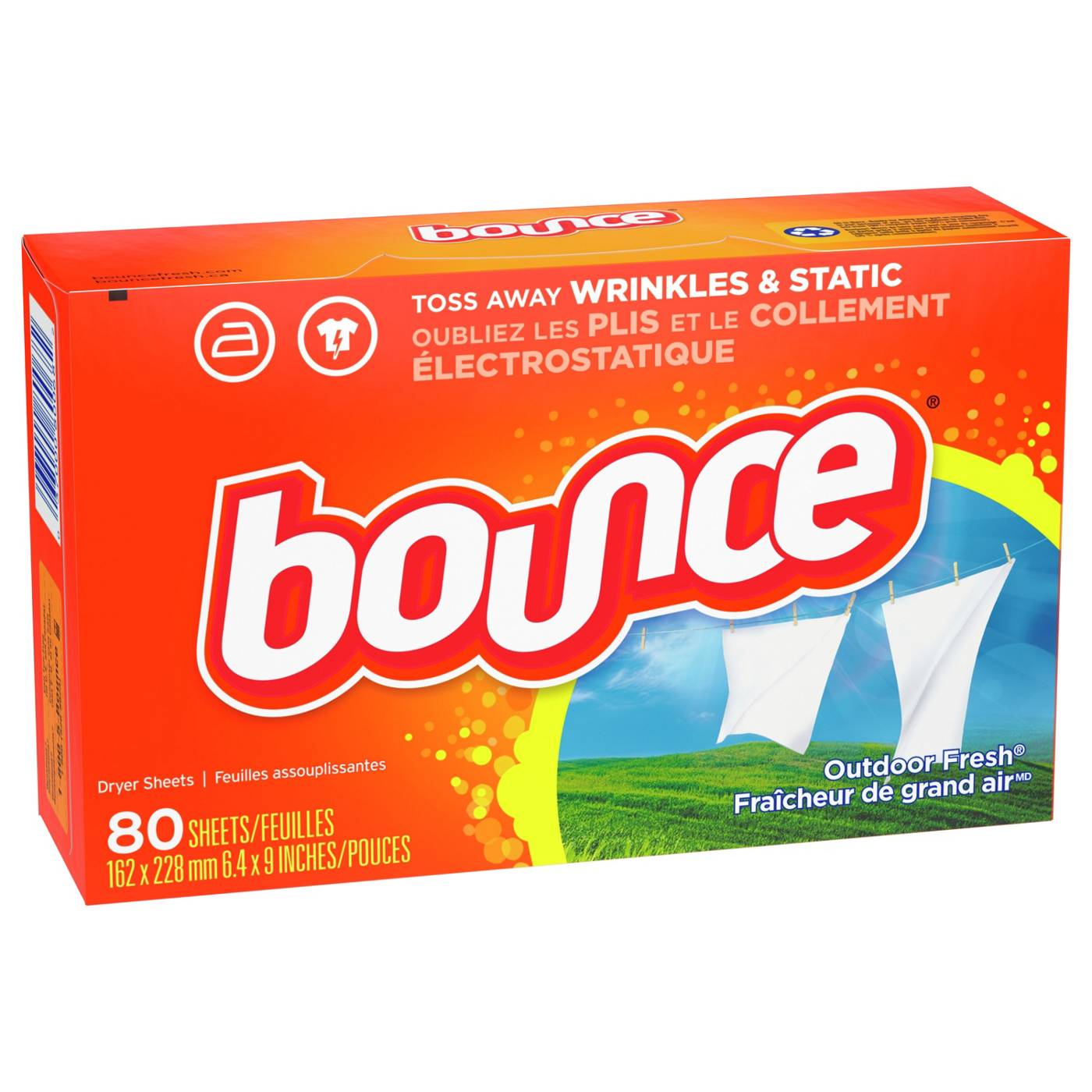Bounce Dryer Sheets, Outdoor Fresh Scent; image 2 of 9