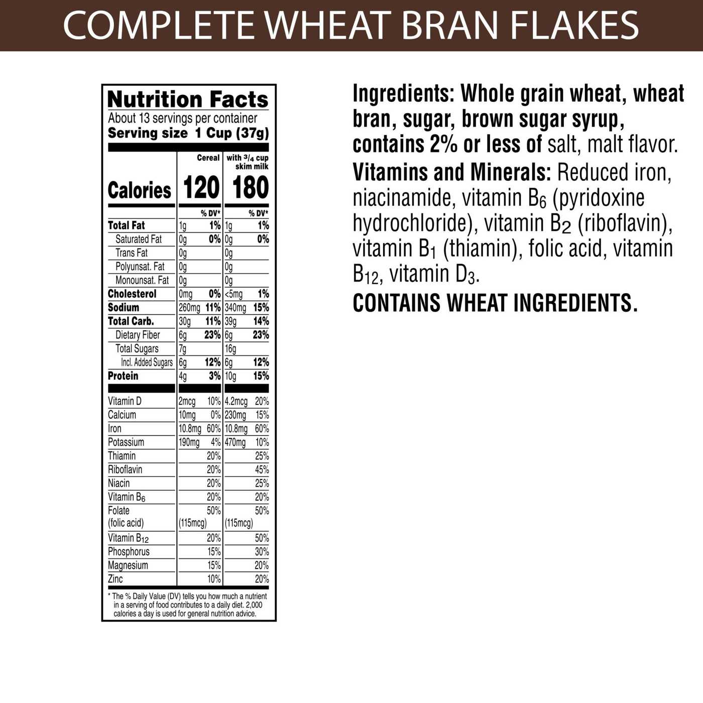 Kellogg's All Bran Complete Wheat Flakes Cold Breakfast Cereal; image 4 of 5