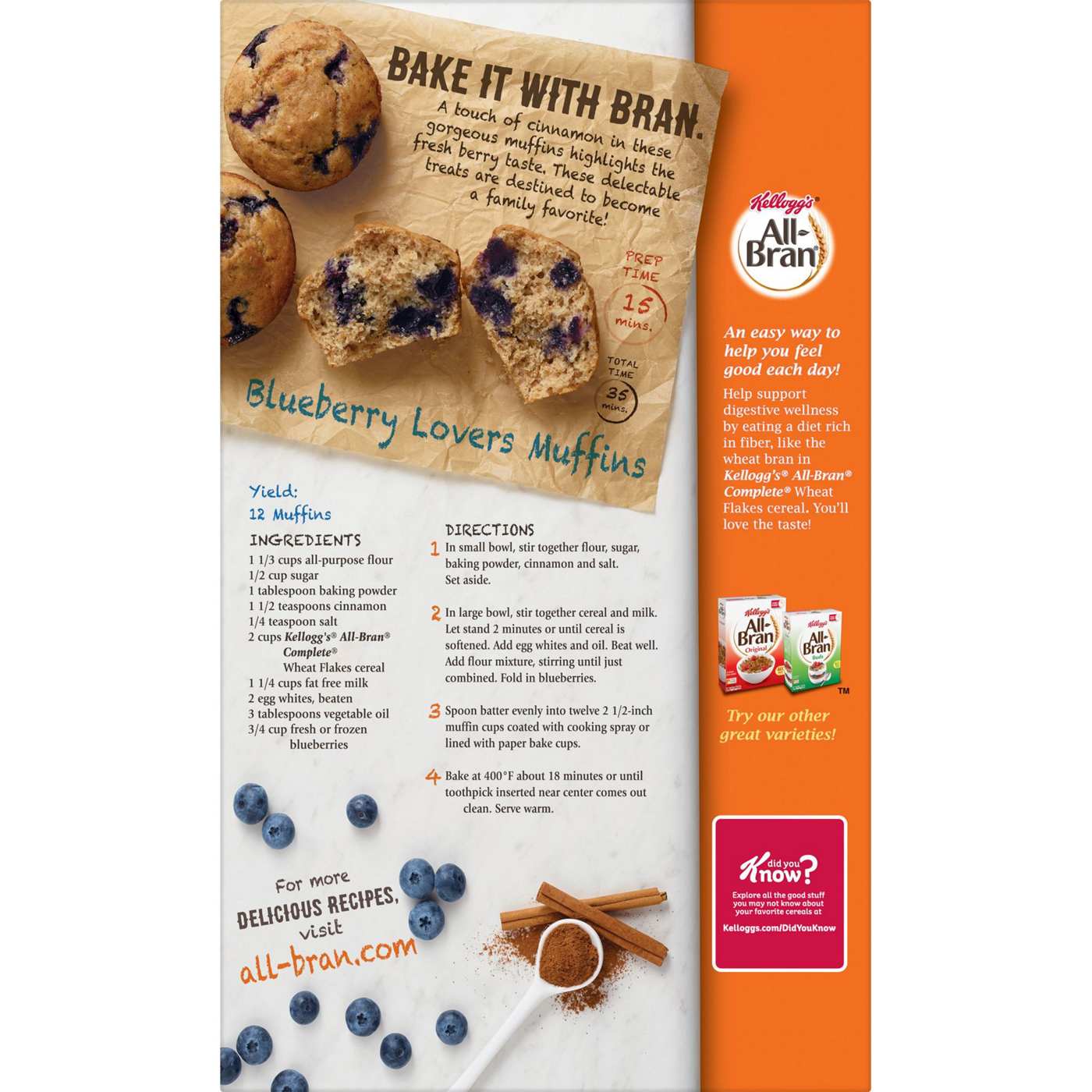 Kellogg's All Bran Complete Wheat Flakes Cold Breakfast Cereal; image 5 of 5