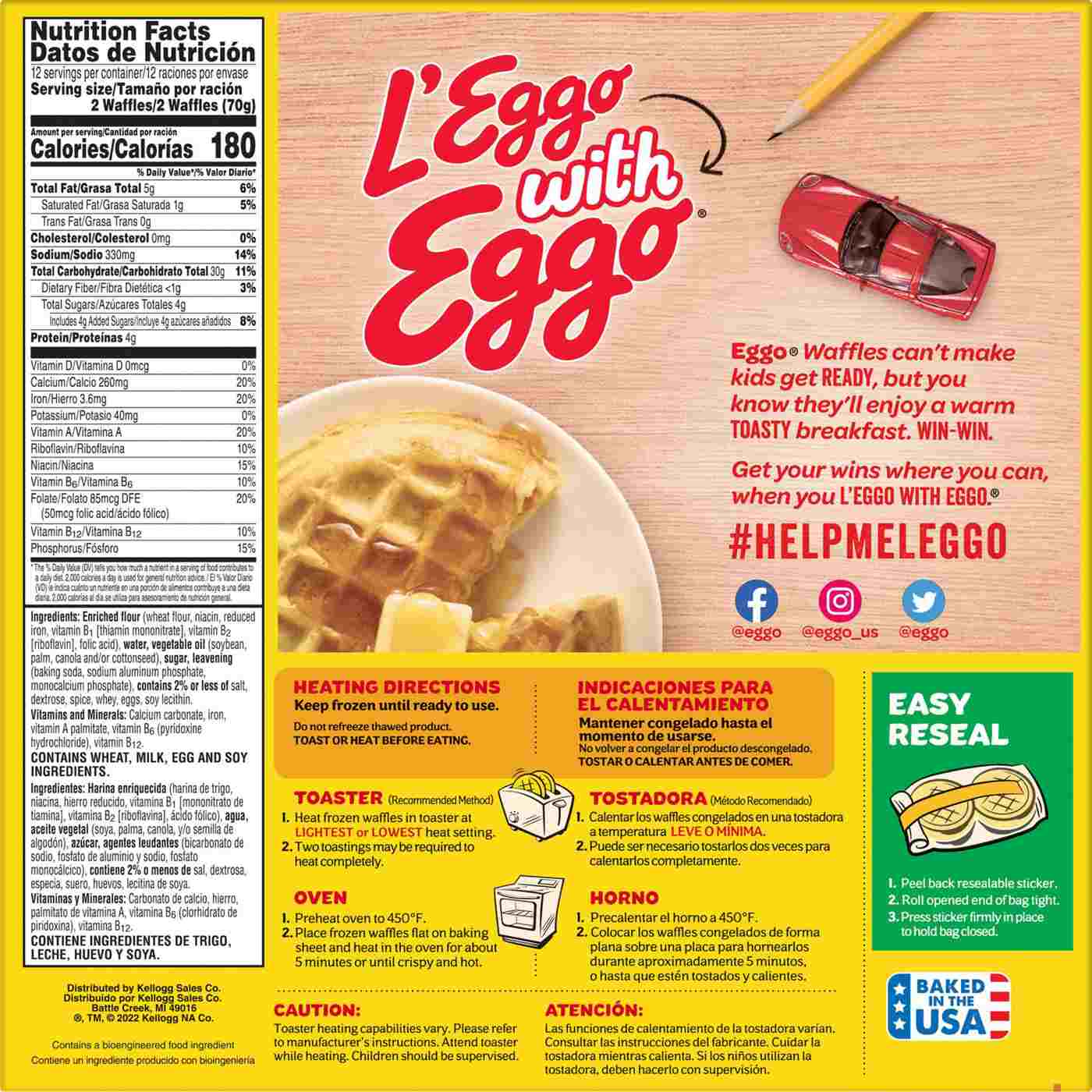 Eggo Homestyle Frozen Waffles, 29.6 oz; image 2 of 5