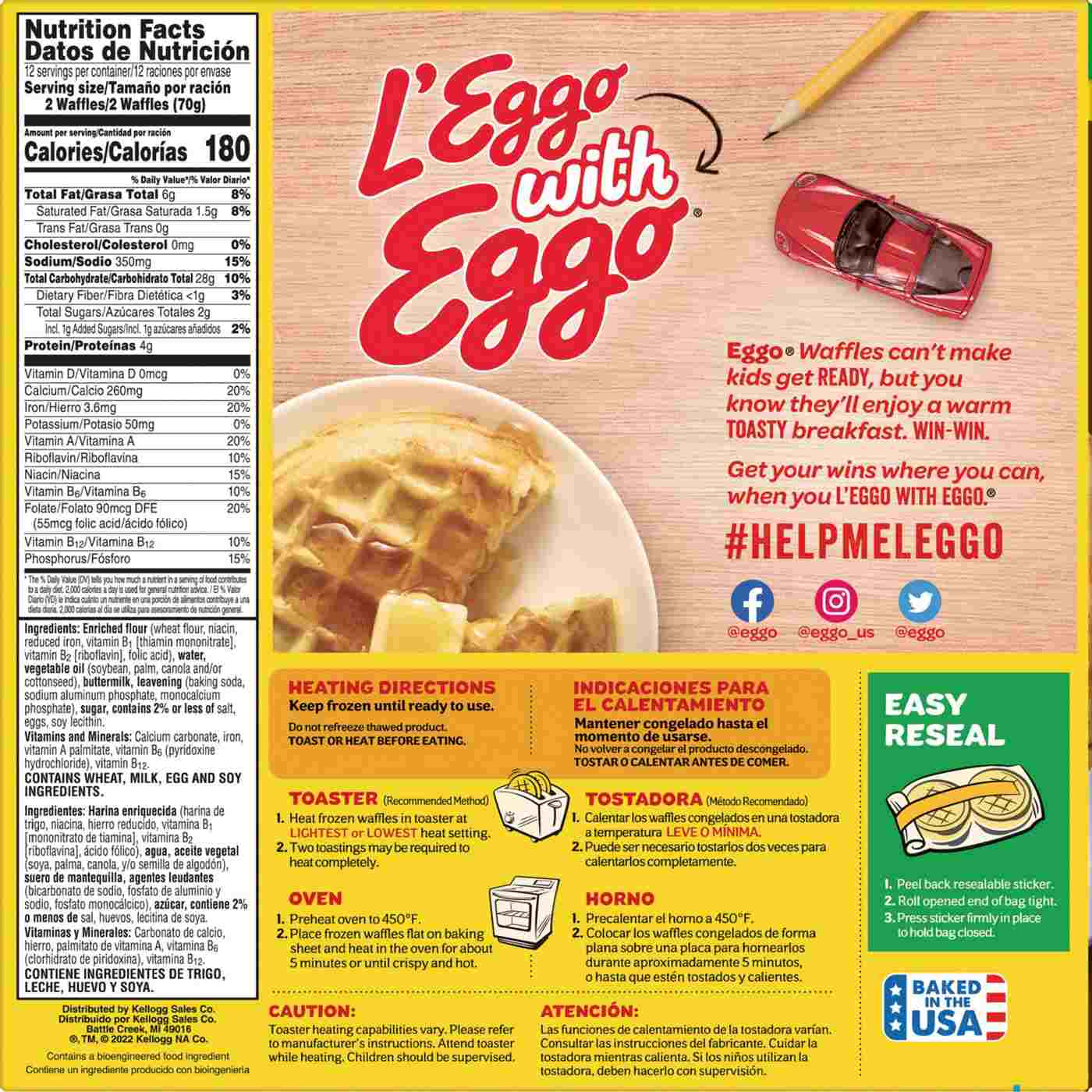 Eggo Buttermilk Frozen Waffles, 29.6 oz; image 2 of 3