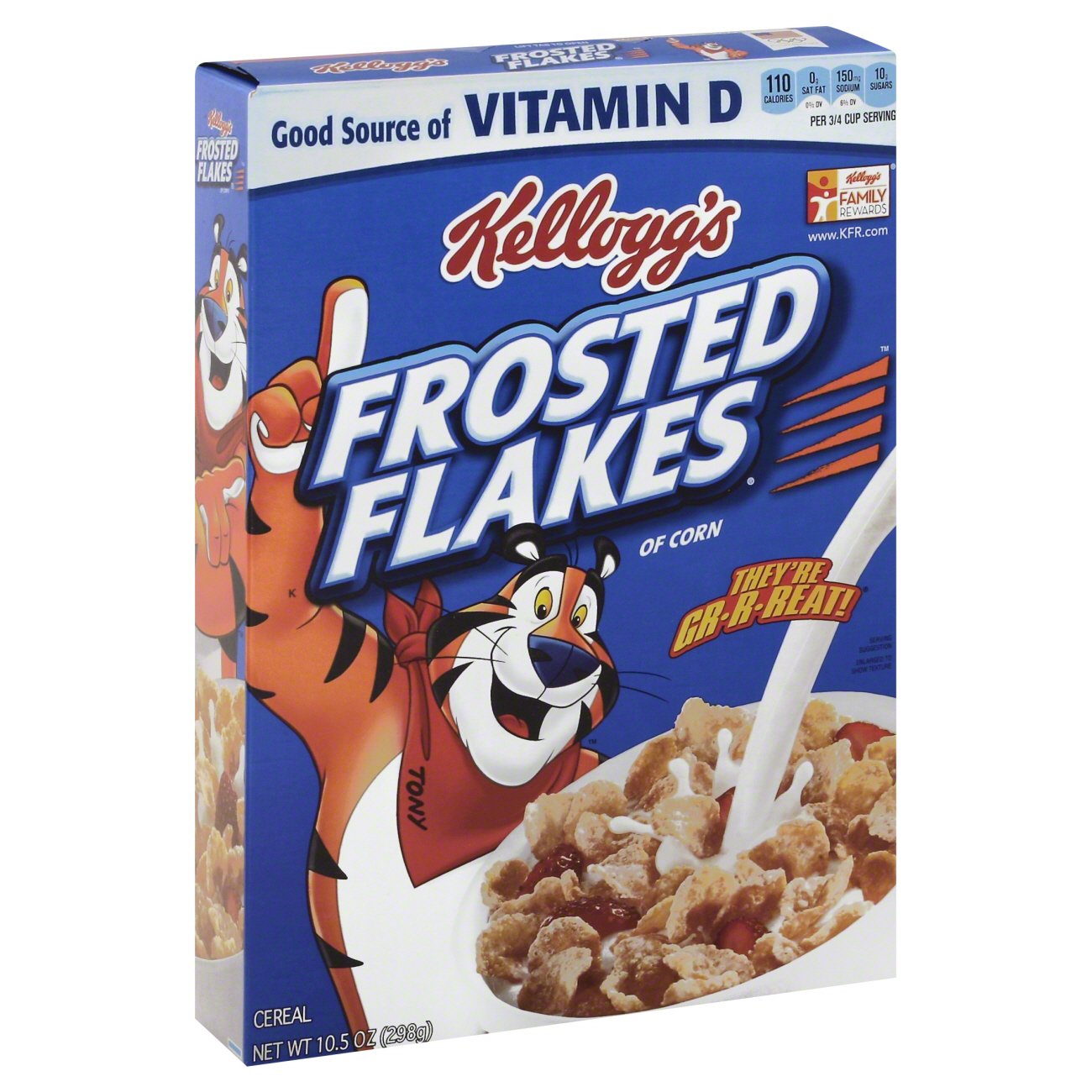 Kellogg's Breakfast Cereal, Frosted Flakes, Fat-Free, 10.5 oz Box, Cereal