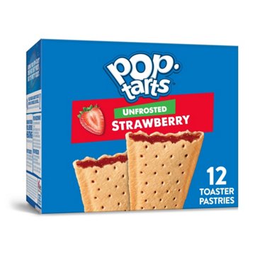 Pop-Tarts Unfrosted Strawberry Toaster Pastries, 20.3 oz, 12 ct