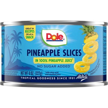 Dole Pineapple Slices in 100% Pineapple Juice, 8 oz