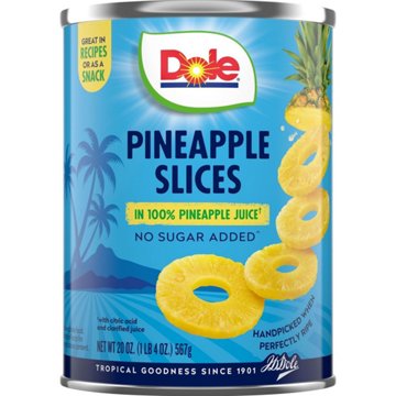 Dole Pineapple Slices in 100% Pineapple Juice, 20 oz