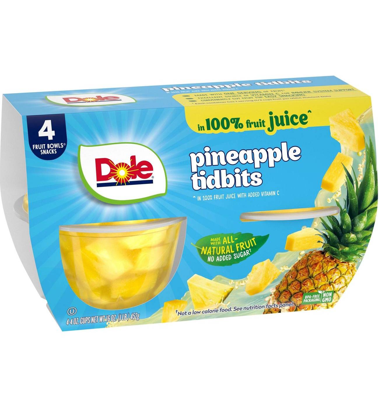 Dole Fruit Bowls - Pineapple Tidbits in 100% Pineapple Juice; image 4 of 7