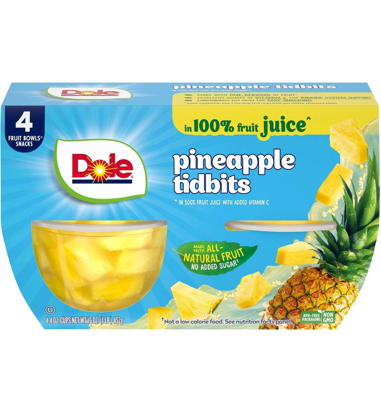 Dole Fruit Bowls - Pineapple Tidbits in 100% Pineapple Juice; image 7 of 7