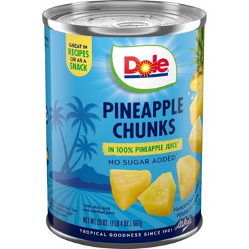 Dole Pineapple Chunks in 100% Pineapple Juice, 20 oz
