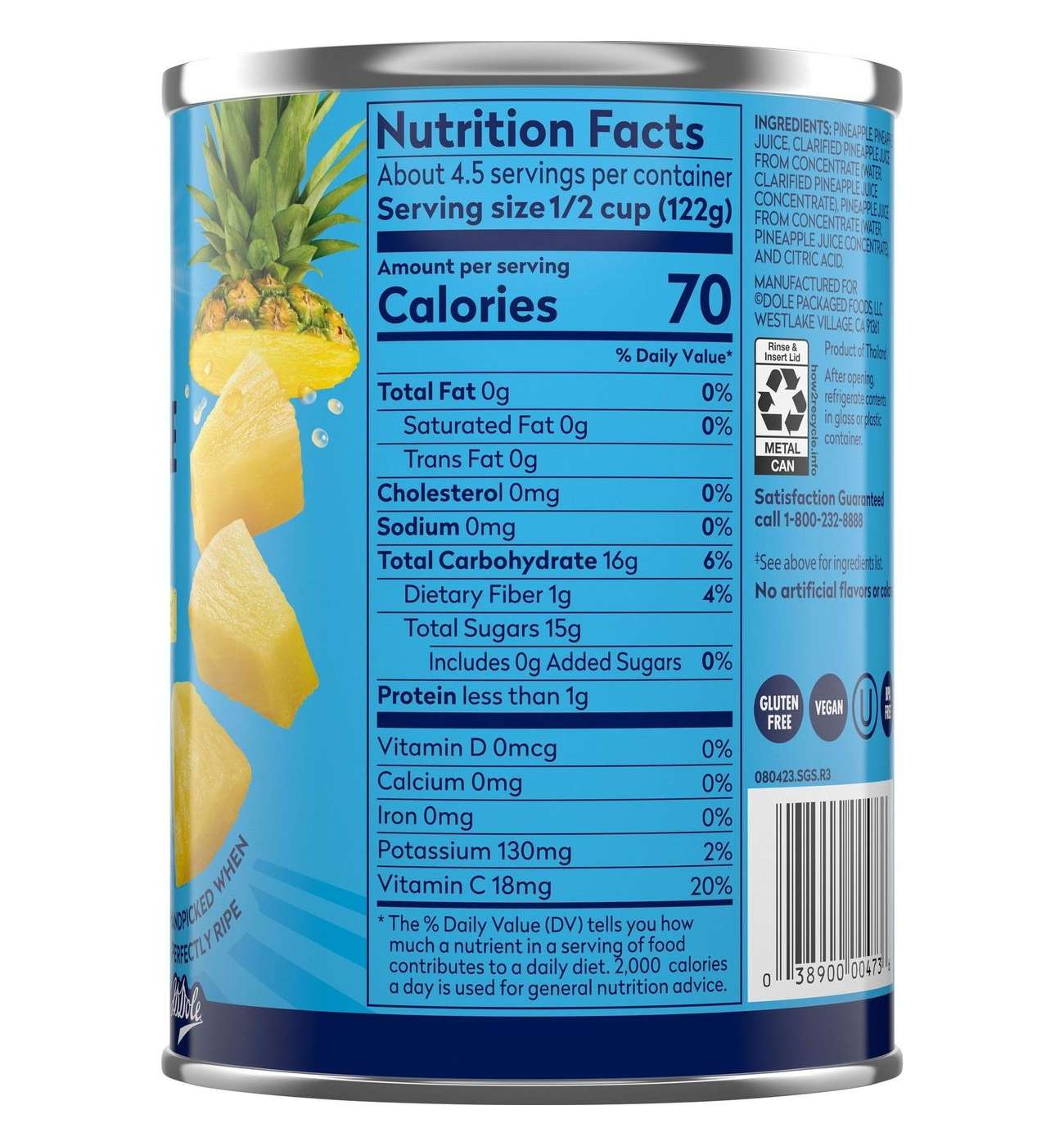 Dole Pineapple Chunks in 100% Pineapple Juice; image 7 of 10