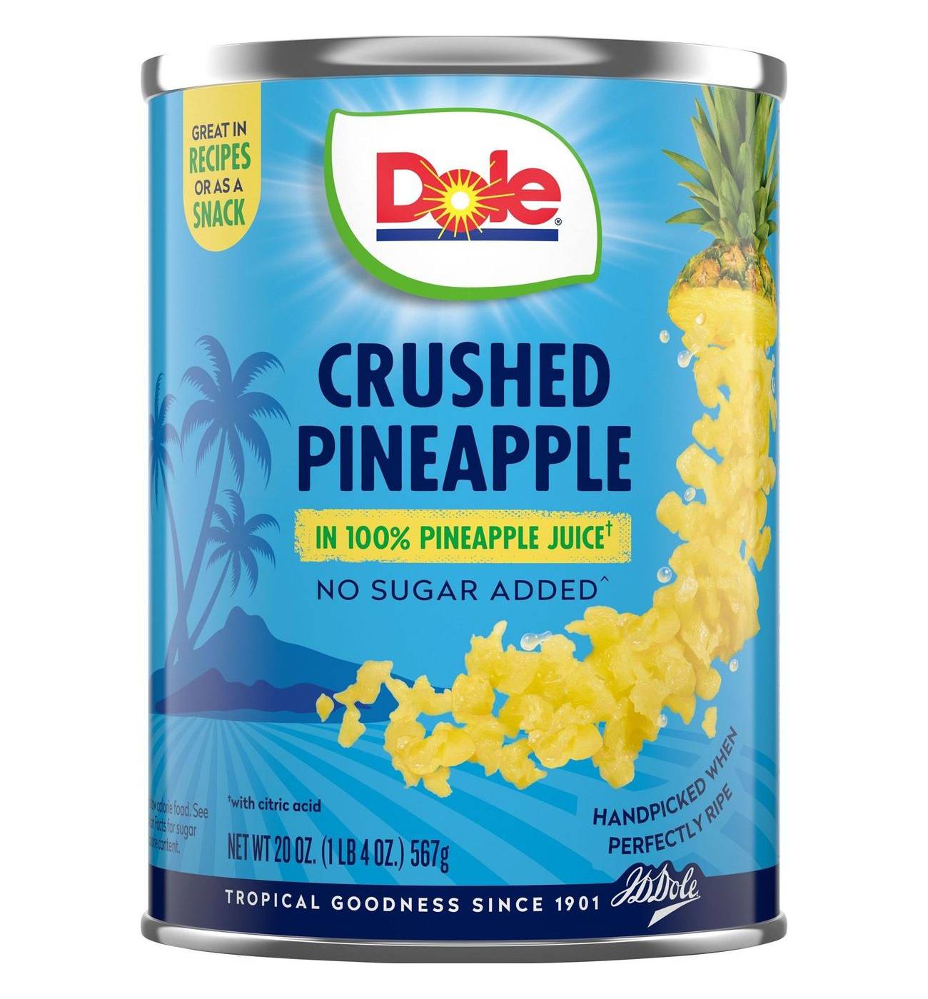 Dole Crushed Pineapple in 100% Pineapple Juice; image 1 of 10