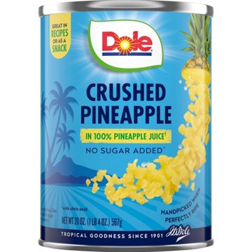 Dole Crushed Pineapple in 100% Pineapple Juice, 20 oz