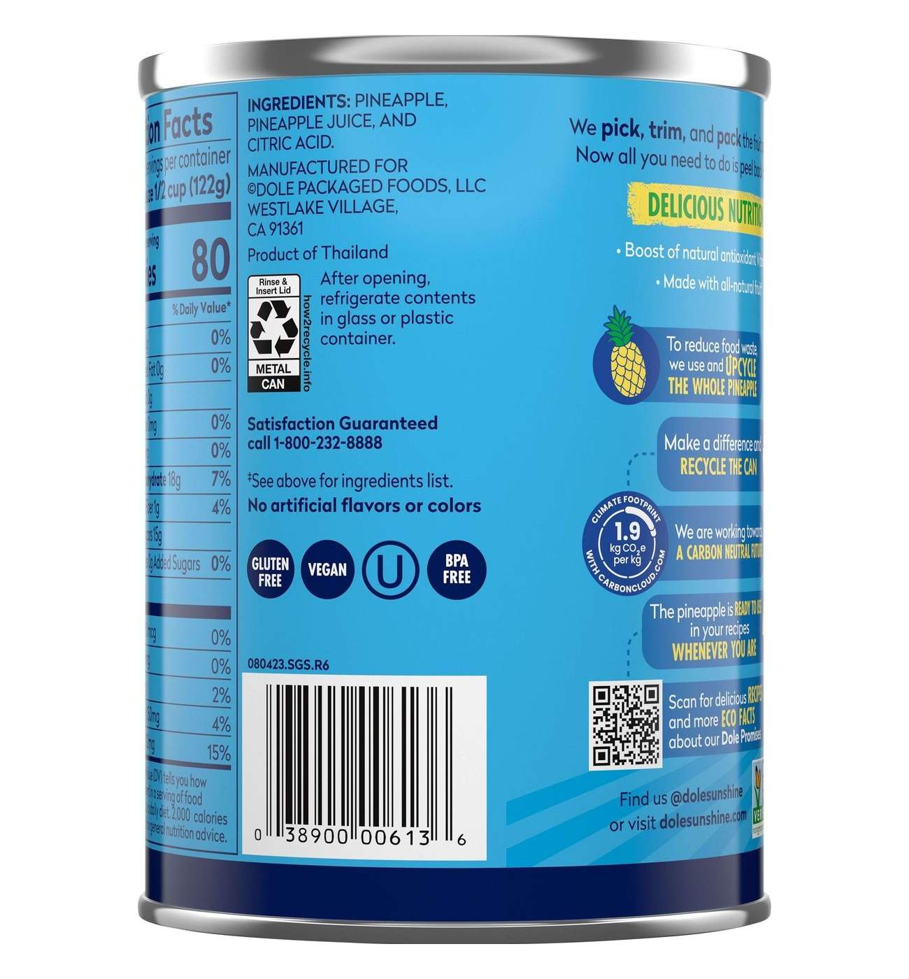 Dole Crushed Pineapple in 100% Pineapple Juice; image 3 of 10