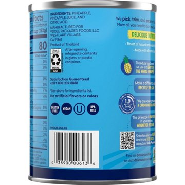 Dole Crushed Pineapple in 100% Pineapple Juice, 20 oz