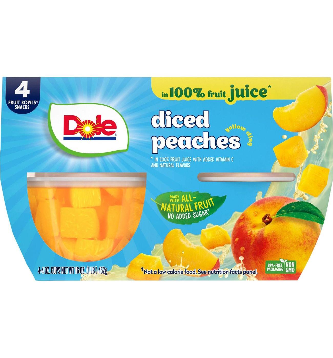 Dole Fruit Bowls - Diced Peaches in 100% Juice; image 1 of 6