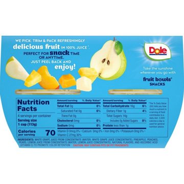 Dole Fruit Bowls - Mixed Fruit in 100% Juice, 4 ct