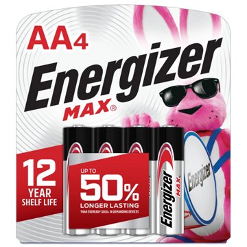 Energizer MAX AA Alkaline Batteries, 4 pk