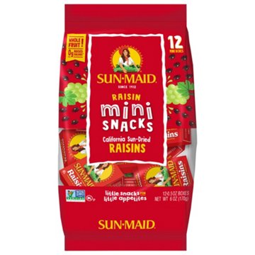 Sun-Maid Natural California Raisins Mini Snacks, 12 ct