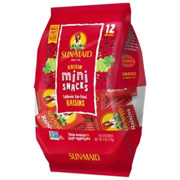 Sun-Maid Natural California Raisins Mini Snacks, 12 ct