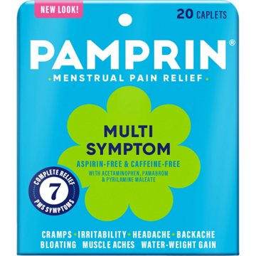 Pamprin Multi Symptom Menstrual Pain Relief Coated Caplets, 20 ct
