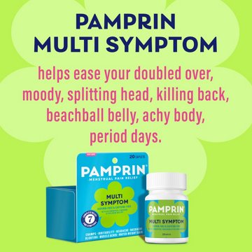 Pamprin Multi Symptom Menstrual Pain Relief Coated Caplets, 20 ct