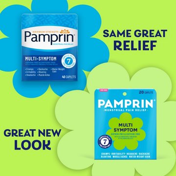 Pamprin Multi Symptom Menstrual Pain Relief Coated Caplets, 20 ct